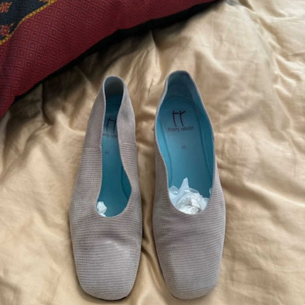 THIERRY RABOTIN SASHA LIGHT TAUPE SAHARA WEDGE, SIZE 40, HANDMADE IN ITALY